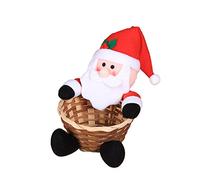 Syfunlv 1 Pcs Paniers de Bonbons de Noël | Panier en Bambou tissé Décoration de Table de Noël Porte-Bonbons | Père Noël Bonhomme de Neige Renne Gingerbread Man Pingouin Candy Bowl (Père Noël)