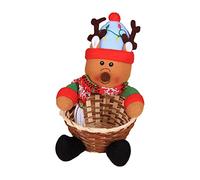 Syfunlv 1 Pcs Paniers de Bonbons de Noël | Panier en Bambou tissé Décoration de Table de Noël Porte-Bonbons | Père Noël Bonhomme de Neige Renne Gingerbread Man Pingouin Candy Bowl (Faon)
