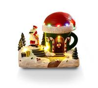 Syfunlv Boîte de Musique de Noël Boîte,Musique en Forme de Neige Lumineuse avec Train en Rotation,Arbre,Créative Résine Artisanat Ornements,pour Femme,Maman,Petite Amie,Fille,Fils (Style 1)