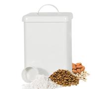 Syfunlv Boîte de rangement en métal pour lessive, couvercle de boîte à lessive, boîte à lessive de 6 l, boîte à lessive avec cuillère doseuse, étanche et antirouille, pour aliments en poudre (Blanc)