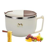 Syfunlv Bol Ramen Instantanées,Bol à Nouilles Acier Inoxydable, Boîte à Lunch avec Couvercle et Cuillère Pliante,Allant au lave-vaisselle,Bol à Soupe,Bols à pâtes,Bols à Dessert,Bol à Salade (900ml)