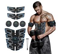 Syfunlv Electrostimulateur Musculaire,Ceinture Abdominale Electrostimulation,EMS Abdominales Cinturón Femme Homme,6 Modes et 15 Intensités,Rechargeable par USB,pour Abdos,Bras,Jambes (Bleu,Style 1)