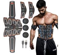 Syfunlv Electrostimulateur Musculaire,Ceinture Abdominale Electrostimulation,EMS Abdominales Cinturón Femme Homme,6 Modes et 15 Intensités,Rechargeable par USB,pour Abdos,Bras,Jambes (Orange,Style 2)