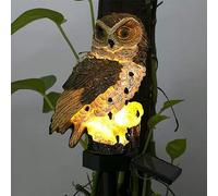 Syfunlv Lampe Solaire LED de jardin, Décoration de jardin en forme de chouette, Solaire étanche Lampe de Pelouse, Lumières de chemin, Adaptée au Pelouse extérieur, à la cour, au balcon (Brun)