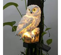 Syfunlv Lampe Solaire LED de jardin, Décoration de jardin en forme de chouette, Solaire étanche Lampe de Pelouse, Lumières de chemin, Adaptée au Pelouse extérieur, à la cour, au balcon (Blanc)