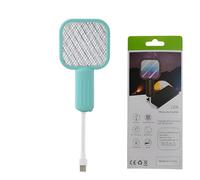 SYFUNLV Raquette Electrique Insectes,3500 V Puissant Raquette Anti Moustique,Deux en Un Electrique USB,pour Tuer Atres Insectes Volants, Postuler à Intérieur et Extérieur (Vert)