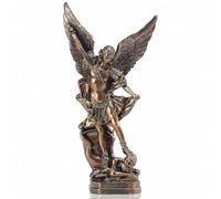 Syfunlv Statue de l'archange San Miguel,Archange Michael Vaincu Lucifer Tramples Démon Religieux,31,5cm,Statue de Saint Michel en Résine Couleur Bronze,pour la Collection ou la Décoration