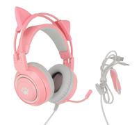 Syg25 Casque De Jeu Cat Ear Usb + Prise 3,5 Mm Casque De Jeu Prend En Charge Le RéGlage Du Volume Microphone Muet (Rose)