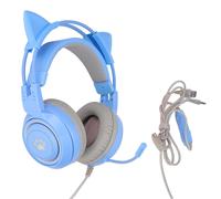 Syg25 Casque De Jeu Oreille De Chat Usb + Prise 3,5 Mm Casque De Jeu Prend En Charge Le RéGlage Du Volume Microphone Muet (Bleu)