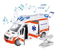 Syglawnd Ambulance Jouet, Jouet d'ambulance avec Simulation de lumières et de Sons alimenté par Batterie avec 5 Portes ouvrantes véhicule à inertie pour Enfants 3 Ans et Plus