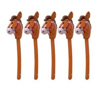 Syglawnd Bâton de Cheval Gonflable, 5 pièces de Chevaux bâton Dessin animé pour Enfants 2 à 5 Ans, Marron