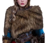 Syglawnd Cape Viking pour Femme, châle Viking, col en Fausse Fourrure, Costume médiéval pour Femme avec Broche, Accessoires de Costume de Cosplay Barbare d'halloween