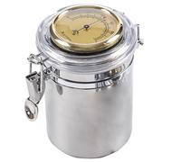 Syglawnd Cave à cigares, pot de stockage de tabac à pipe, cave cigares en acier inoxydable avec hygromètre et humidificateur, boîte tabac hermétique portable avec serrure, pot