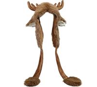 Syglawnd Chapeau de renne, oreilles de cerf mignonnes, chapeau pelucheux, peluche animale douce et chaude avec écharpe, pour femmes et enfants, fête Noël, cosplay