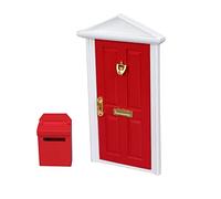 Syglawnd Décorations de Maison de poupée, Porte Maison poupée et Mini boîte aux Lettres, échelle 1:12, Meubles en Bois, Porte, Meubles Miniatures, décorations boîte aux