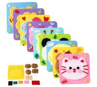 Syglawnd Ensemble de poupée de Broderie Bricolage 9 pièces Kit Couture pour Enfants Animaux Dessin animé Mignon pour débutants Maternelle Couleur aléatoire, Kit Couture pour Enfants