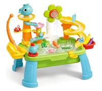 Syglawnd Évier de Jeu, Table d'eau électrique à recirculation pour Les Tout-Petits de 1 à 3 Ans, Table d'eau multifonctionnelle pour Tout-Petits avec Toboggan et pêche, Vert, pour Les - 1 3 Ans