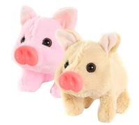 Syglawnd Jouet de Cochon Qui Marche, 2 pièces en Peluche de Cochon électrique, Jouets en Peluche Doux et Mignons avec Son et Mouvement, Cadeaux pour garçons Filles, sans Batterie