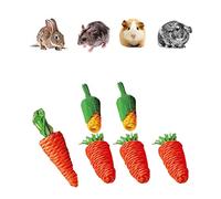 Syglawnd Jouets à mâcher pour Lapin, Cochon d'Inde, Hamster, Accessoire de Lapin, Jouet de Soin des Dents, Herbe Naturelle, rotin, sisal, Carotte, maïs, Jeu balles Amusantes, Jouet pour, Hamster, ger