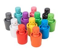 Syglawnd Jouets de tri de Couleurs, 12 pièces poupées en Bois avec Tasses, Ensemble sensoriel éducatif Coordination œil-Main, Jouets pour Tout-Petits pour garçons et Filles, Personnes à Chevilles
