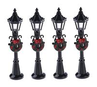 Syglawnd Lampadaire Miniature, Mini lampadaire modèle de Noël Maison de poupée allée Lanterne éclairage décor pour Jardin féérique 4 pièces, Rue Noël Miniature pour Un Usage Quotidien