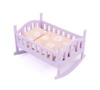 Syglawnd Lit de poupée pour bébé, Berceau pour poupée, Ensemble de lit en Bois, Conception oscillante Amplitude, Berceau avec Ensemble literie pour Enfants, Jouets Jeu, Violet