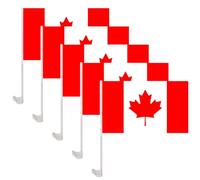 Syglawnd Lot de 5 Drapeaux Canadiens 30, 5 x 45, 7 cm pour terrains de Sport, Jardin, Jardin, Petits Drapeaux du Canada Portables à Main, Mini à Motif d'érable Vibrant sur bâtons