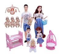 Syglawnd Maison de poupée poupées, Maison de poupée Personnes Simulation éducative Enceinte avec bébé dans Le Ventre Semblant Jouer Famille pour Enfants Filles