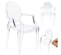 Syglawnd Meubles de poupée à l'échelle 1/6, Mini Chaise, fauteuils de Meubles Maison poupée en Plastique Transparent réalistes à l'échelle 1/6, Mini fauteuils Dossier pour poupées, Maison po