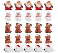 Syglawnd Mini Figurines de Noël, 25pcs Figurines de Noël Miniatures 5 Styles Mignons résine Mini avec Homme Neige Ours du Père Renne pour Le Globe Neige Bricolage Village décor