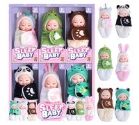 Syglawnd Mini poupées, 6 pièces Mini poupée, bébés à thème Animal de 4 Pouces avec Sac de Couchage, poupées réalistes pour Filles