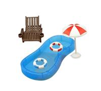 Syglawnd Poupée de Piscine pour Maison de poupée, 1 Ensemble Simulation Maison Mignonne, Mini, Piscine, Chaise Plage, modèle Petits Ornements, Jouets pour Enfants, décoration m