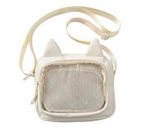 Syglawnd Sac Ita à bandoulière avec un design d'oreille de chat mignon, sac d'affichage à épingles pour objets de collection Anime, sacs Ita capacité (blanc), bandoulière