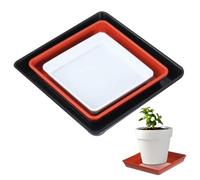 Syglawnd Soucoupes carrées pour Pots de Plantes, soucoupes carrées pour Plantes 5, 10, 12 Pouces, 3 Plateaux d'égouttage en Plastique sans Trous pour Fleurs intérieures et extérieures, Plateaux