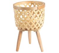 Syglawnd Support pour Plantes en rotin, Support pour Plantes en Osier Boho de 8, 5 x 6, 5 Pouces avec Pieds de 6 Pouces, jardinière en Panier tissé Traditionnel décoratif pour intérieur, extérieur
