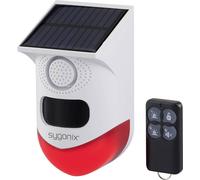Sygonix Mini-système d'alarme blanc, rouge avec LED, avec détecteur de mouvement, avec télécommande, avec module solaire, avec
