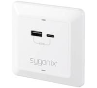 Sygonix SY-5251910 Prise de charge USB protection anti-surtension, avec USB-C®, avec sortie de charge USB blanc