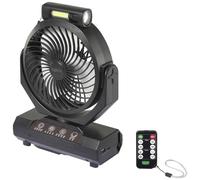 Sygonix Ventilateur sans fil 4,6 W Ø 205 mm – Oscillant, éclairage, fonctionnement sur piles – Noir