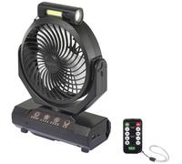 Sygonix Ventilateur sans fil 4.6 W (Ø) 205 mm noir fonctionnement sur piles possible, avec éclairage, oscillant, av