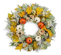 SYH&AQYE Couronnes d'automne, Feuilles, Guirlande de Citrouille en Feuille d'érable, Guirlande d'automne Artificielle décorée for fenêtre intérieure ou extérieure, Mur, Porche