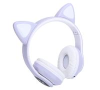 SYH&AQYE Écouteurs Cat Ear Bluetooth5.0, Casque de Jeu Stéréo LED, 7H d'autonomie Pliable sans Fil sur L'oreille pour Ordinateur Portable Switch Games(Violet)