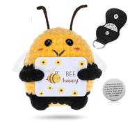 Syhdfxknp Peluche Positive Abeille Pocket Hug Cadeau Positif Soutien Émotionnell Cadeau Mini Poupée en Peluches Tricotée avec ‘Bee Happy’ Carte pour la Décoration ou comme Cadeaux pour Compagnon
