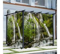 Syhi Qlty 3D Rideaux d'extérieur Imperméable, Rideau Occultant Thermiques Rideau Exterieur Terrasse Rideau pour Pergola Tonnelle Cabane Jardin, 2 Pièces 132 x 213 cm, Vert Forêt Cascade