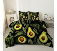 Syhi Qlty Couette 180x200 cm Imprimée Jungle Forêt - Couette sans Hous Réversible Avocat Motif fruité - Edredon 4 Saisons 2 Personnes Microfibre avec 2 Taies d'oreiller 65x65 S10