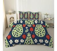 Syhi Qlty Couette 200x200 cm Moderne Fraise Imprimée pour Lit 2 Personnes - Edredon Couette sans Houss Réversible en Microfibre Abstrait Floral Legere 4 Saisons et 2 Taies d'oreiller 65x65 cm S60