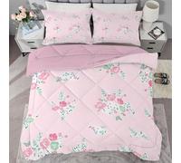Syhi Qlty Couette 200x220 cm Rose - Couette Imprimée sans Houss Réversible Motifs Floraux rétro - Duvet 2 Personnes 4 Saisons Legere Microfibre avec 2 Taies d'oreiller 65x65 Botanique AL6