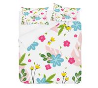 Syhi Qlty Housse de Couette 120x150 décorer Fille Fleurs Blanches Parure de Lit 1 Personne Microfibre Réversible Housse Couette en Fermeture Éclair avec Taie d'oreiller 40x60cm XI15