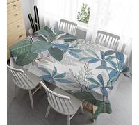 Syhi Qlty Nappe Rectangulaire Anti Tache 140x180 cm - Aquarelles Exterieur Impermeable Lavable en Tissu Polyester pour Cuisine Salon Pique Nique Anniversaire Fête - Motifs Feuilles V40