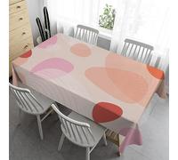 Syhi Qlty Nappe Rectangulaire Anti Tache 140x180 cm - Cercle Rose Nappe Exterieur Impermeable Lavable en Tissu Polyester pour Cuisine Salon Pique Nique Anniversaire Fête