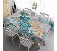 Syhi Qlty Nappe Rectangulaire Anti Tache 140x180 cm - Nappe Exterieur Impermeable Lavable en Tissu Polyester pour Cuisine Salon Pique Nique Anniversaire Fête - Plante géométrique